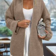 Damen Strickjacke mit Bindegürtel und weit geschnittenen Ärmeln WW