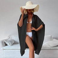 Damen Strandbluse im lässigen Schnitt mit Knopfverschluss und weitem Design WW