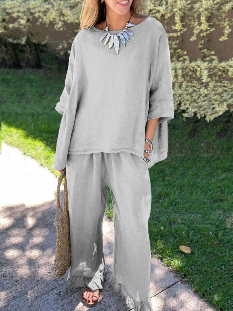 Damen luftiges Oberteil und weite Hose im lässigen Schnitt WW