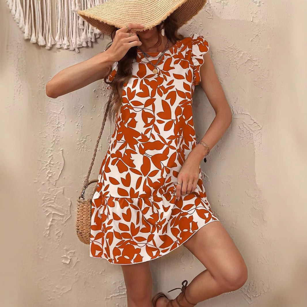 Damen Sommerkleid mit Rüschendetails und floralem Muster WW