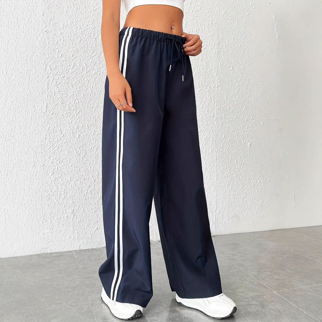 Damen Freizeithosen mit hoher Taille und sportlichen Streifen WW
