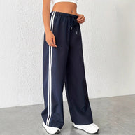 Damen Freizeithosen mit hoher Taille und sportlichen Streifen WW