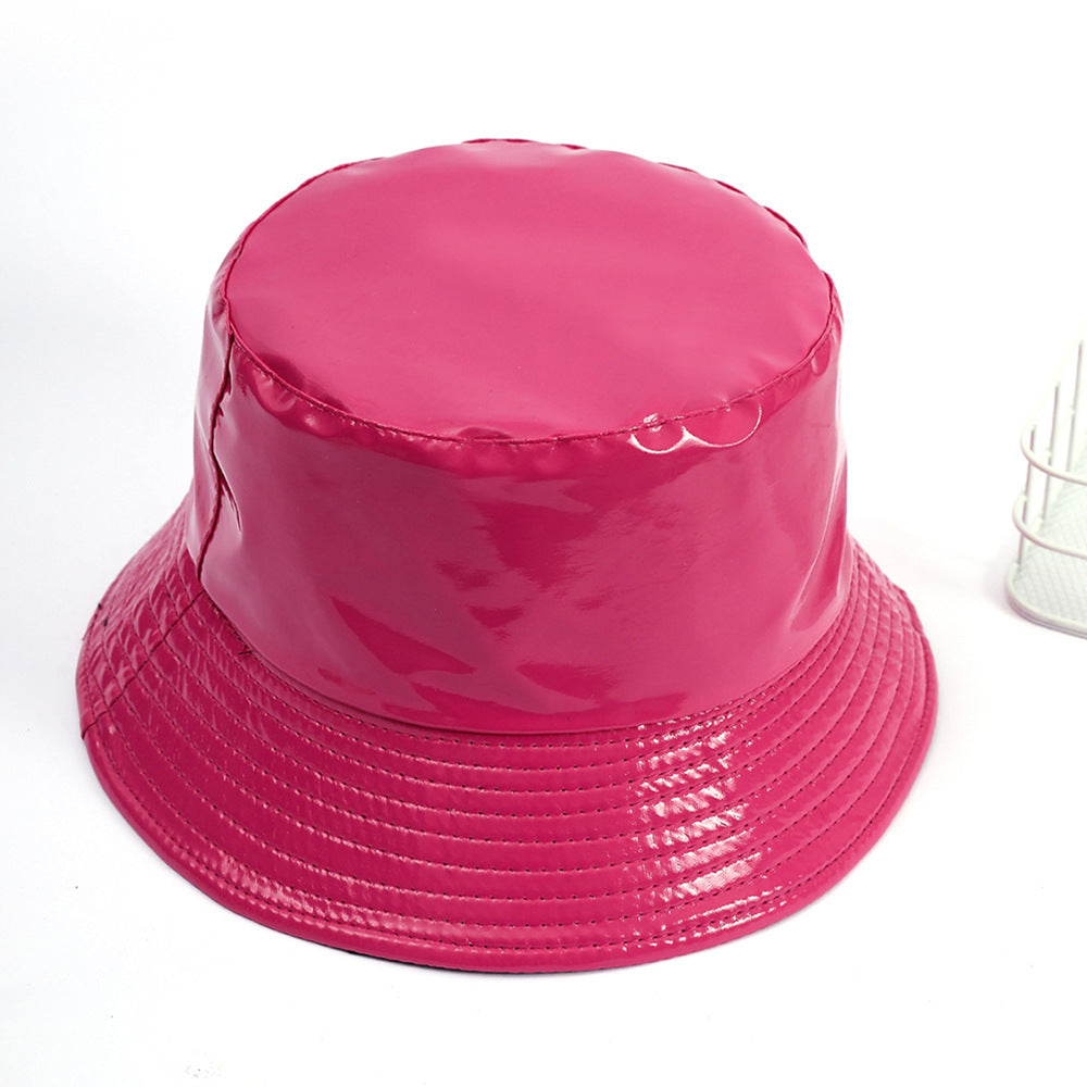 Damen Glänzender Regen-Bucket Hat mit breiter Krempe und wasserdichter Beschichtung W&W Mode