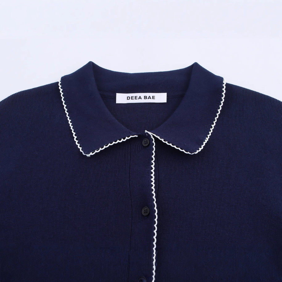 Damen Strickjacke mit eleganter Bubikragen und feinen Knopfdetails WW