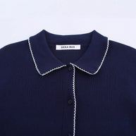 Damen Strickjacke mit eleganter Bubikragen und feinen Knopfdetails WW