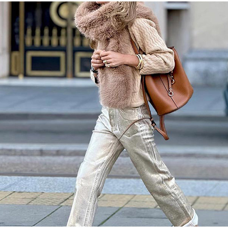 Damen Strickjacke mit strukturiertem Karomuster und dekorativen Knöpfen WW