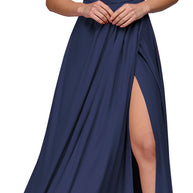 Damen elegantes Maxikleid mit seitlichem Schlitz