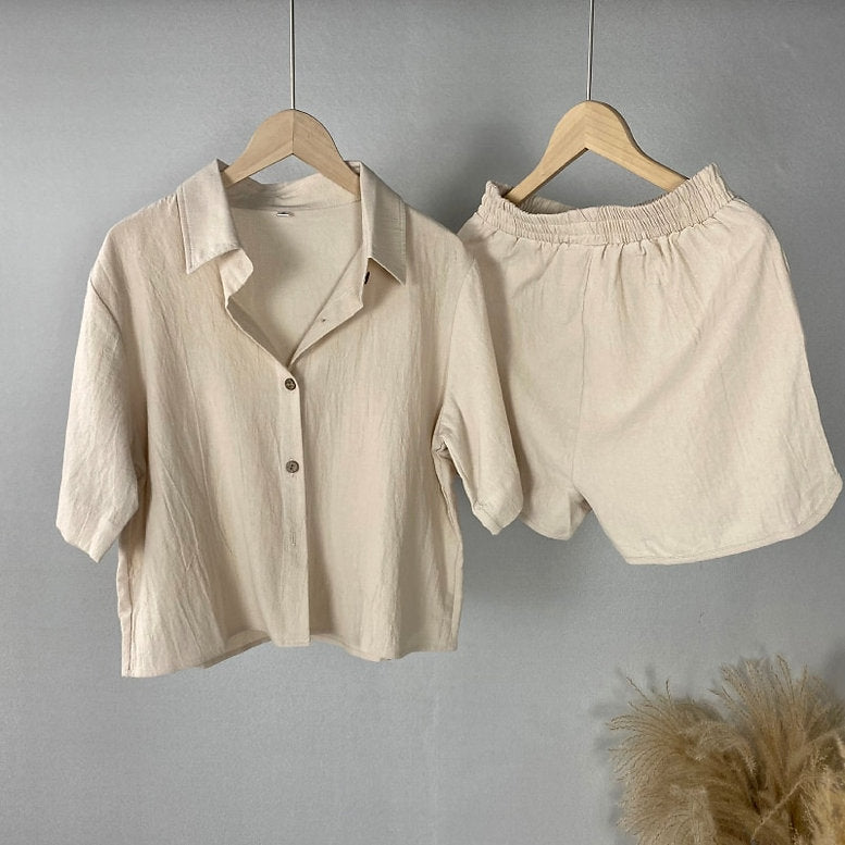 Damen Soft Linen Kurz Set WW