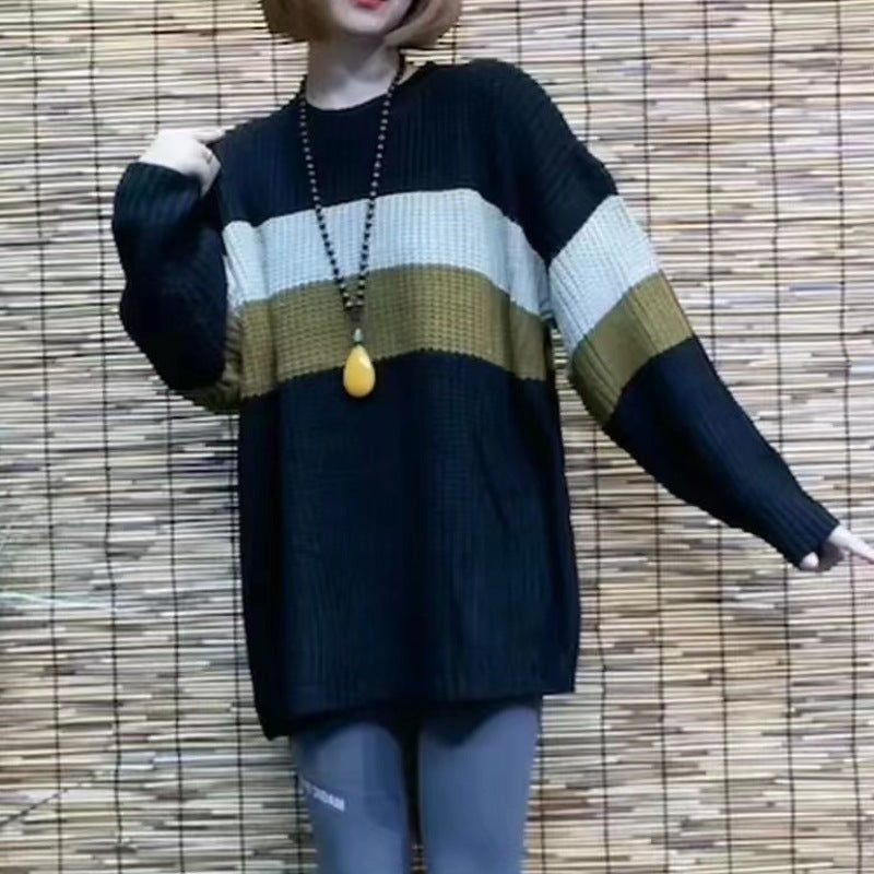 Damen Lässiger Strickpullover im modernen Blockdesign mit extra weitem Schnitt WW