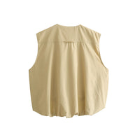 Damen Steppweste mit hohen Taschen und Gummizug WW