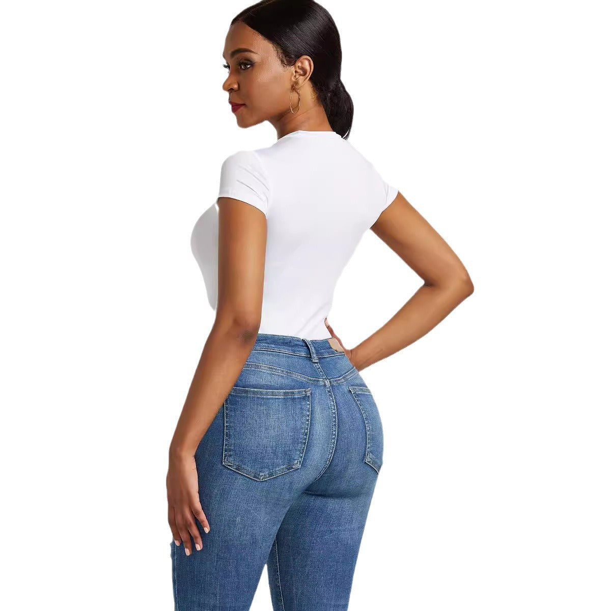 Damen Body mit hohem Kragen und Kurzarm WW