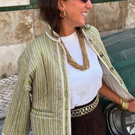 Damen leichte Steppjacke mit modischem Streifenmuster WW