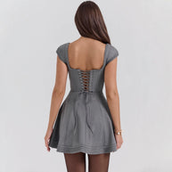 Damen A-Linien Kleid mit schickem Herz-Ausschnitt und eleganten Puffärmeln WW