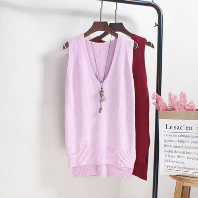 Damen Ärmelloses Stricktop mit V-Ausschnitt und Feinstrickstruktur WW