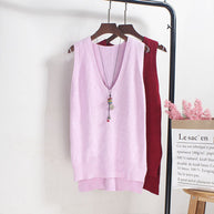 Damen Ärmelloses Stricktop mit V-Ausschnitt und Feinstrickstruktur WW