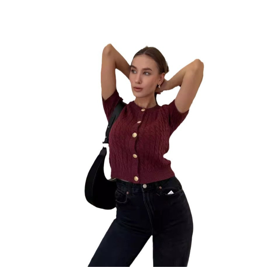 Elegante Kurzarm-Strickjacke für Damen