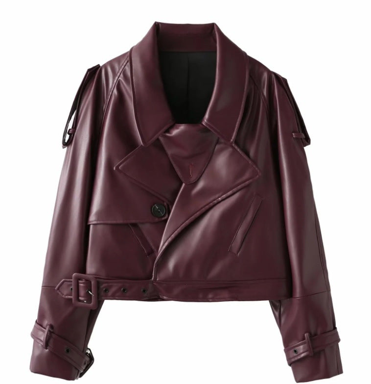 Damen Bikerjacke aus hochwertigem Kunstleder mit asymmetrischem Reißverschluss WW