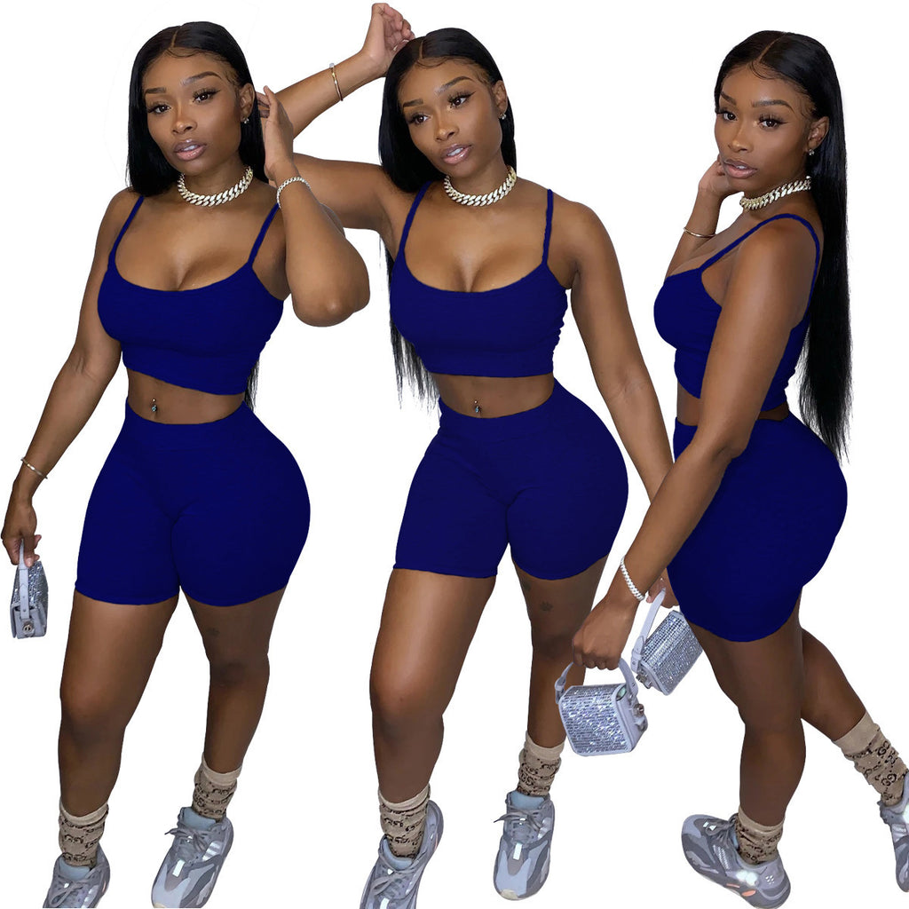 Damen Sportliches Set mit kurzem Oberteil und Radlerhose WW