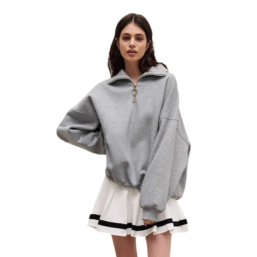 Damen Sportlicher Stehkragen Pullover WW