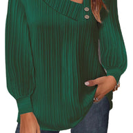 Damen stilvolles und elegantes Oberteil mit asymmetrischem Ausschnitt und Knopfleiste WW