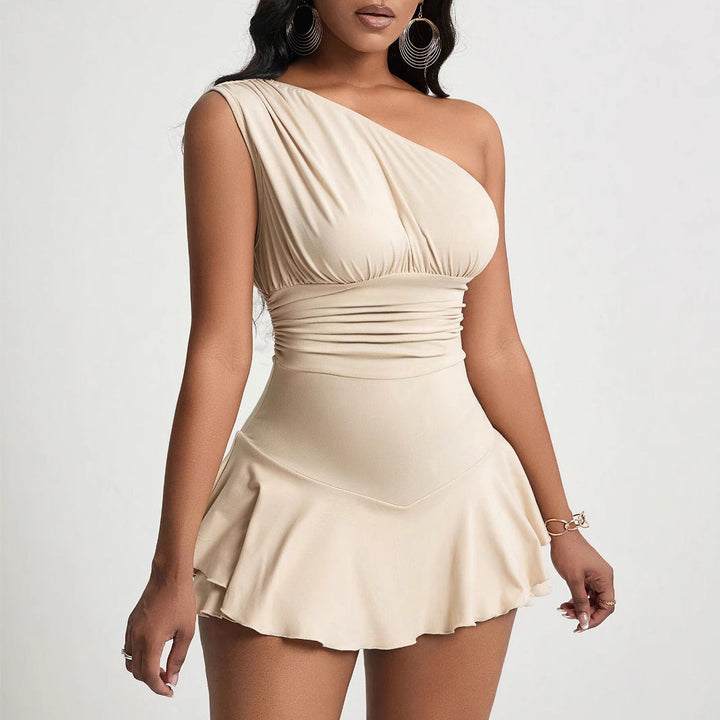 Damen asymmetrisches Minikleid mit Rüschendetails und figurschmeichelndem Design W&W Mode
