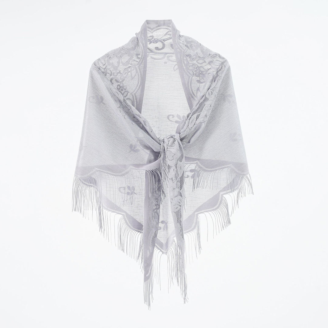 Damen Eleganter Chiffon-Schal mit kunstvollen Fransen W&W Mode