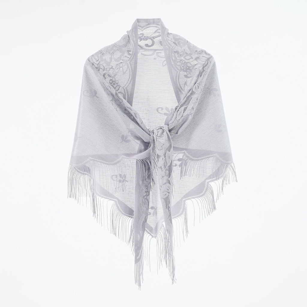 Damen Eleganter Chiffon-Schal mit kunstvollen Fransen WW