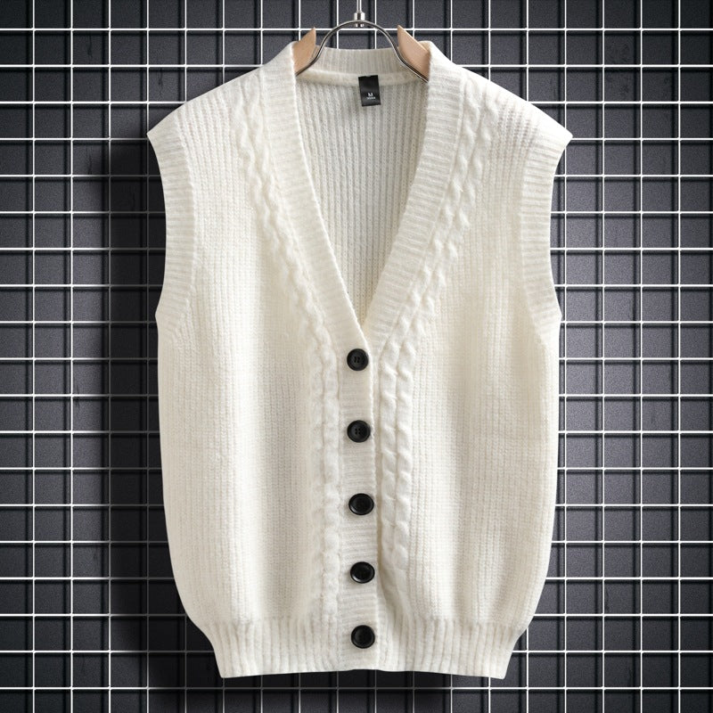 Damen ärmellose Strickjacke mit strukturiertem Zopfmuster WW