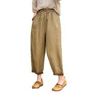 Damen Relaxed Fit Hohe Taille Hose mit verstellbarem Zugband WW