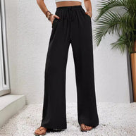 Damen Weite Freizeit-Hosen mit elastischem Bund und praktischen Seitentaschen WW