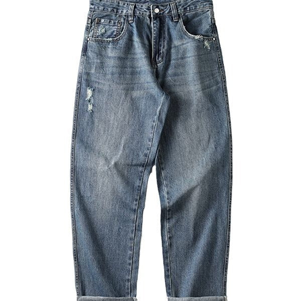 Herren Baggy Jeans im Vintage-Look mit distressed Effekten und hohem Bund W&W Mode
