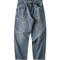 Herren Baggy Jeans im Vintage-Look mit distressed Effekten und hohem Bund WW