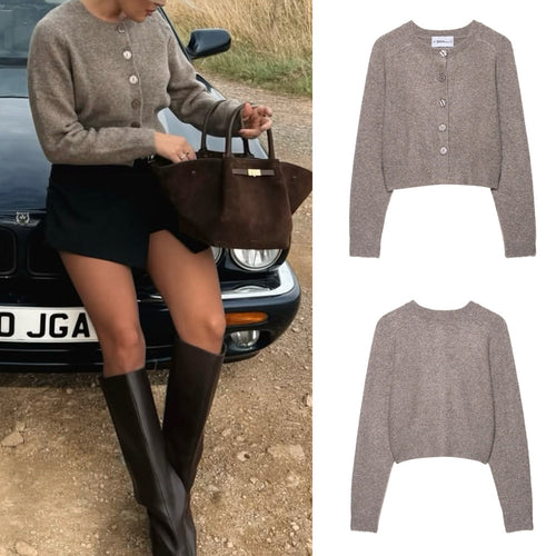 Damen Strickjacke mit edlen Knöpfen und modernem Schnitt WW