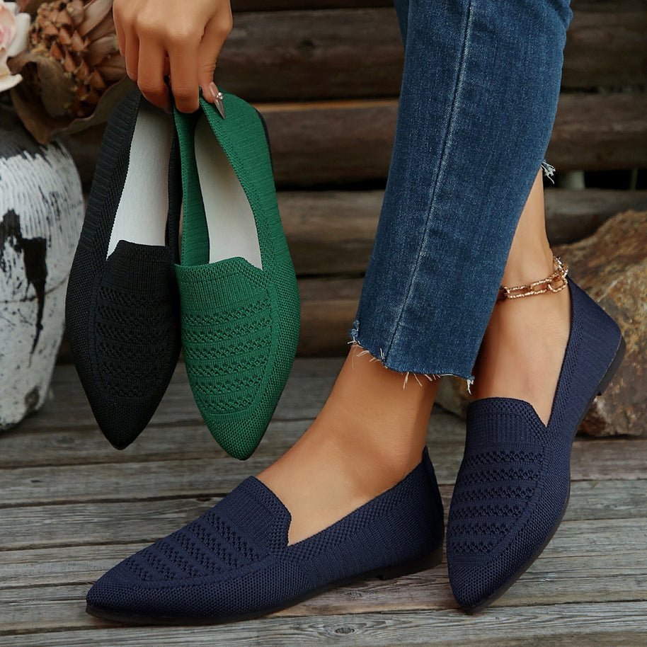 Damen Slipper mit atmungsaktivem Strickmaterial WW