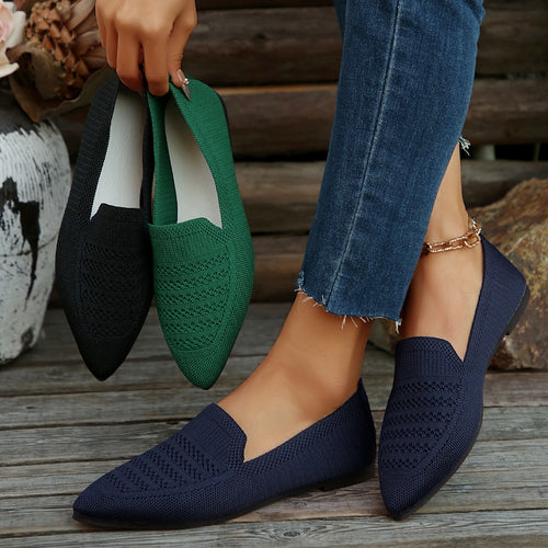 Damen Slipper mit atmungsaktivem Strickmaterial WW