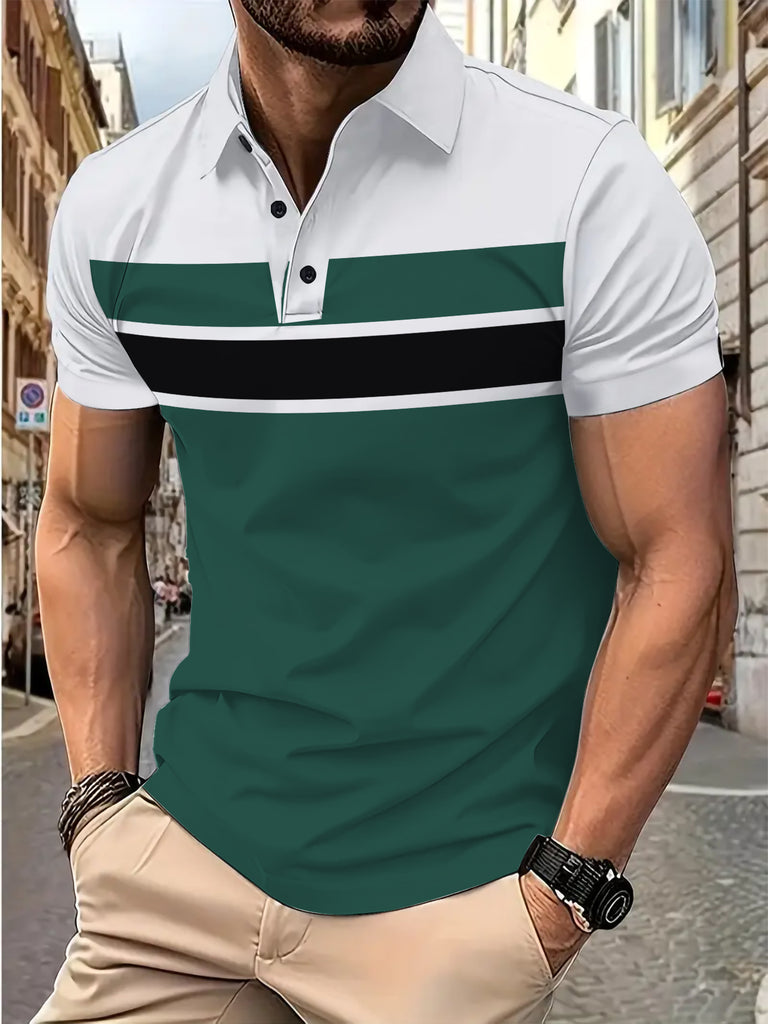 Herren Poloshirt mit sportlichem Streifenmuster und atmungsaktiven Eigenschaften WW