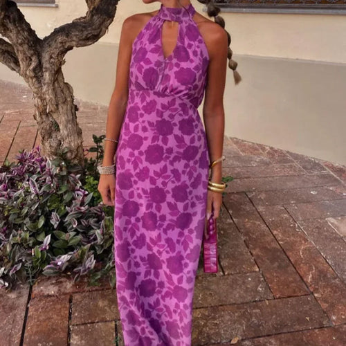 Damen Maxikleid mit schickem Schlüssel-Ausschnitt und floralem Design W&W Mode