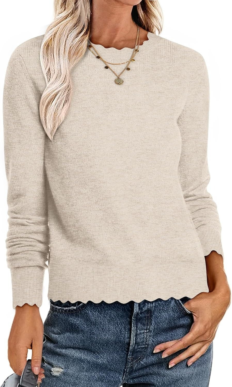 Damen Sweater mit Wellenkante W&W Mode
