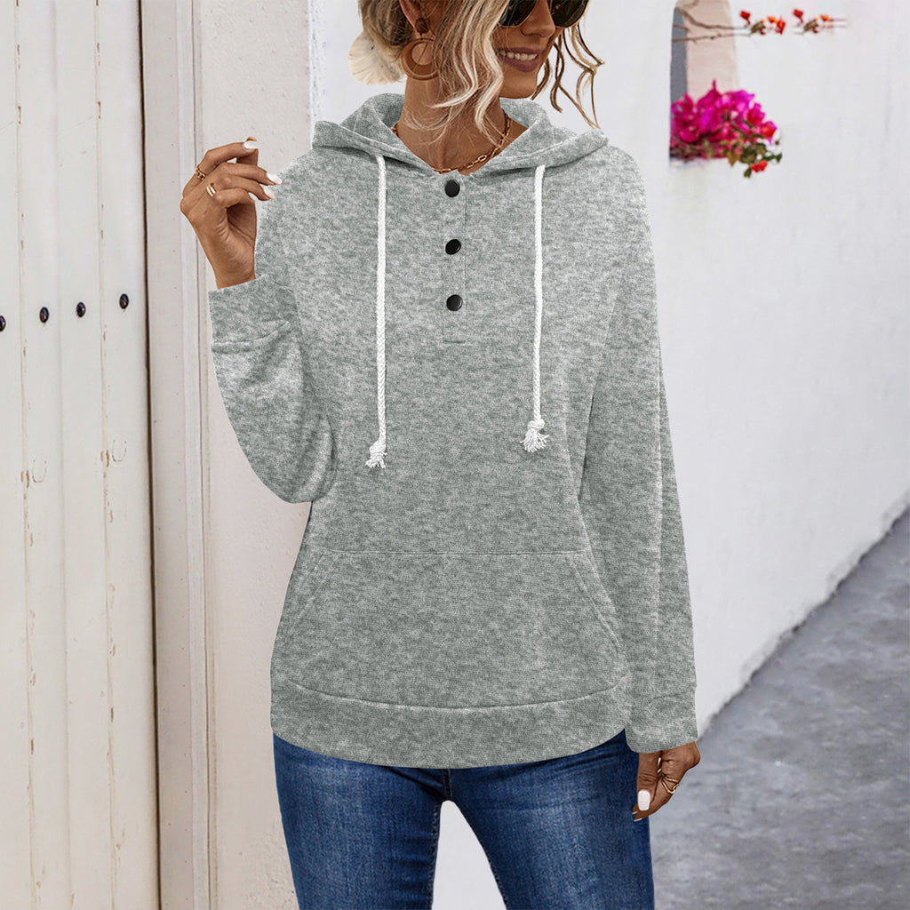 Damen Hoodie mit Knopfleiste und lässigem Schnitt WW