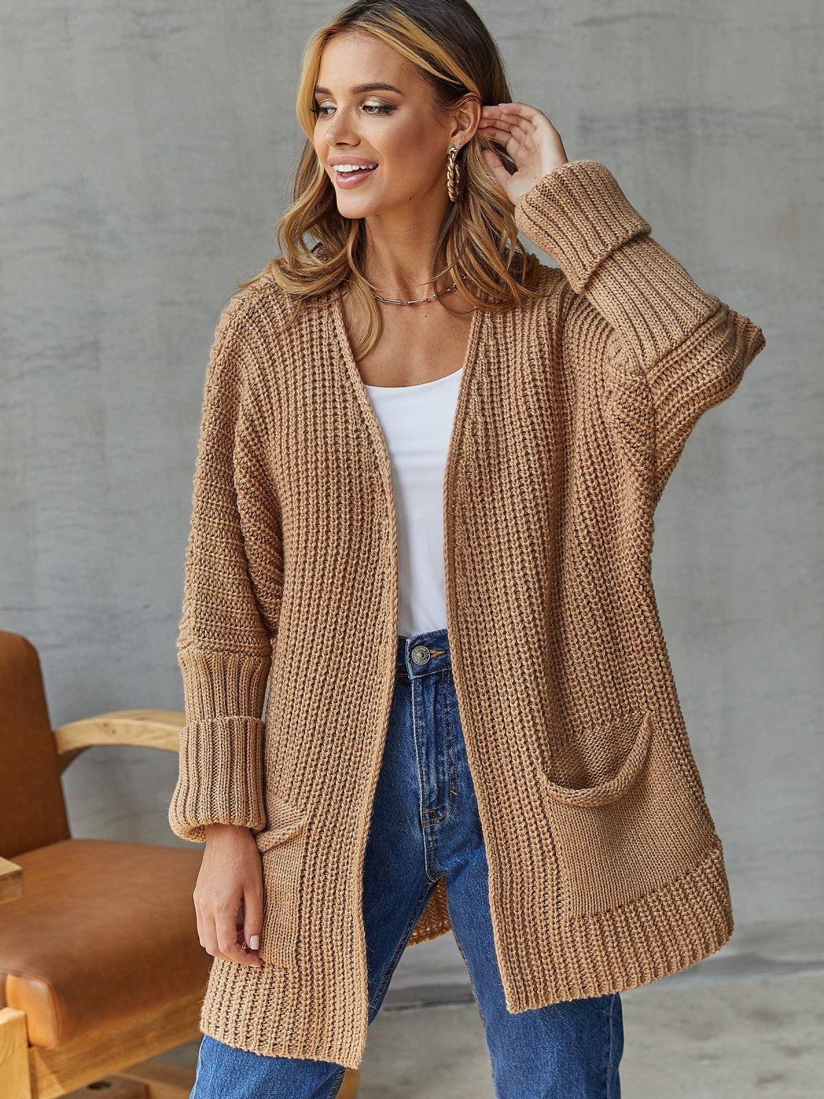 WW | Übergroßer Strickstrickjacke Für Komfortable Styles