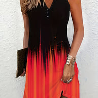 Damen Sommerkleid mit raffiniertem Farbverlauf und Knopfdetails WW