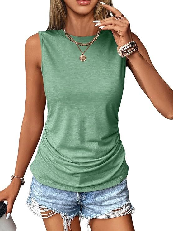 Damen ärmelloses Shirt mit modischem Raffungseffekt und hochwertigem Stoff WW