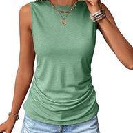 Damen ärmelloses Shirt mit modischem Raffungseffekt und hochwertigem Stoff WW