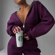 Damen sportliches Cropped-Set mit Weite und Reißverschluss WW