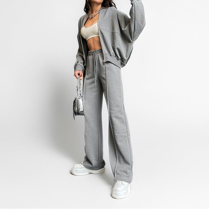 Damen lässiger Zweiteiler mit oversized Hoodie und eleganter Hose WW