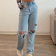 Damen Destroyed Jeans im modernen Weitchnitt mit lässiger Eleganz WW
