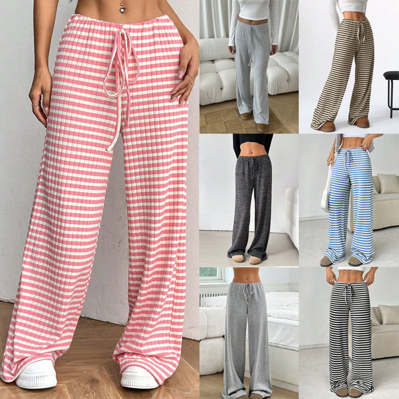 Damen weite Freizeithose mit elastischem Bund und Kordelzug WW