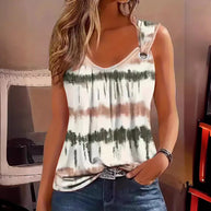 Damen ärmelloses Oberteil mit trendigem Batikdesign und verstellbaren Trägern WW