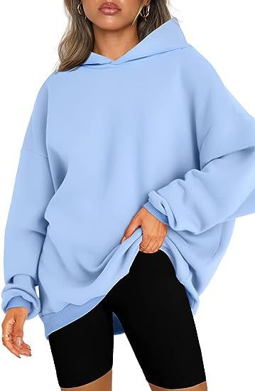 Damen oversized Kapuzenpullover mit seitlichen Schlitzen W&W Mode