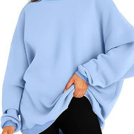 Damen oversized Kapuzenpullover mit seitlichen Schlitzen WW